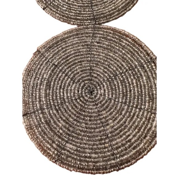Vintage lot of 4‎ coasters beaded sliver round Tabletop Décor  4" with Bag - Picture 2 of 6